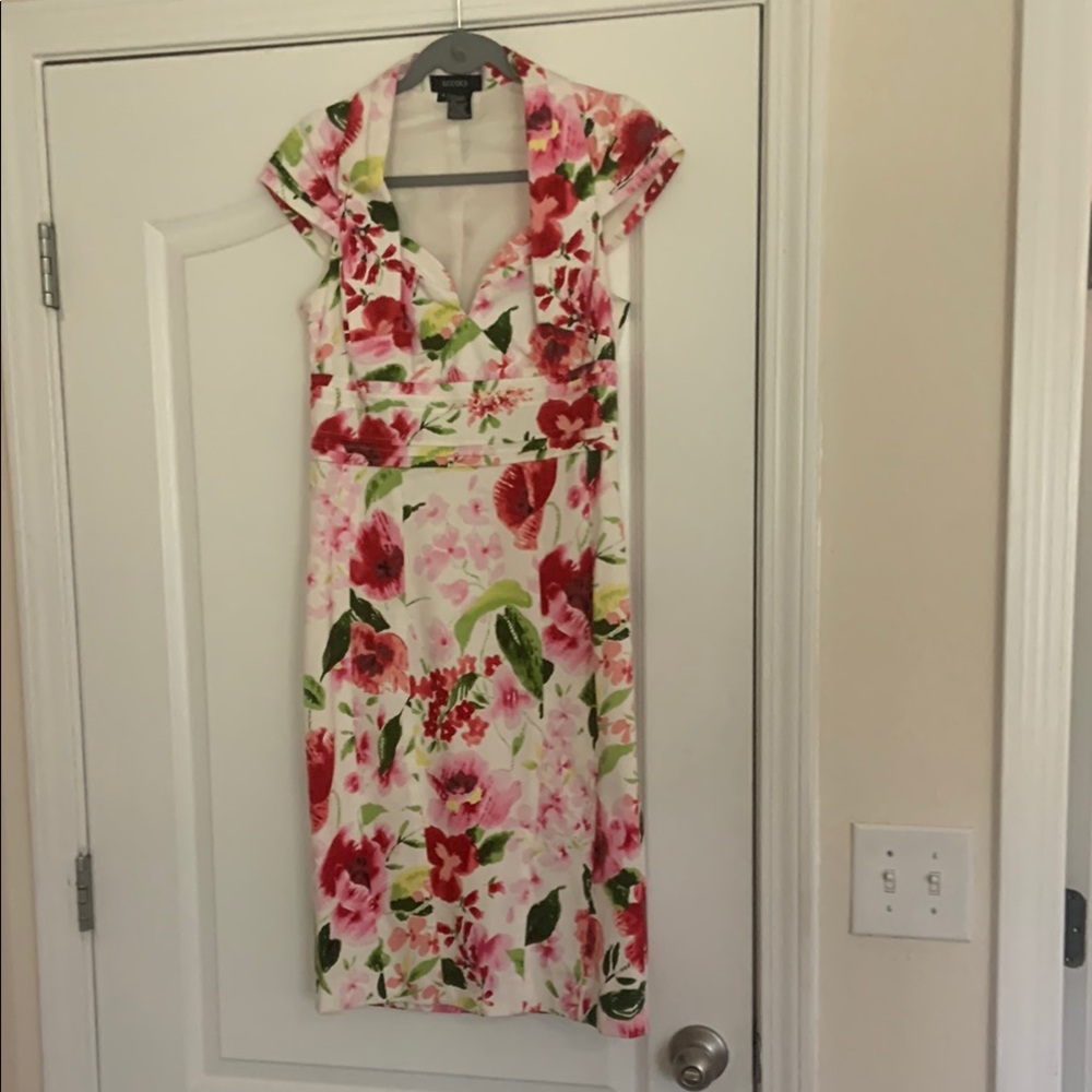 ECCOCI Red & Pink Flutter Sleeve Midi Dress Floral Derby Mother’s Day 4